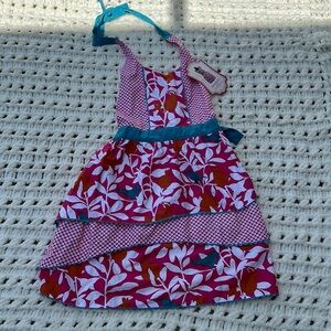 Envogue Home cotton Apron with ruffles - adjustable - spring birds new